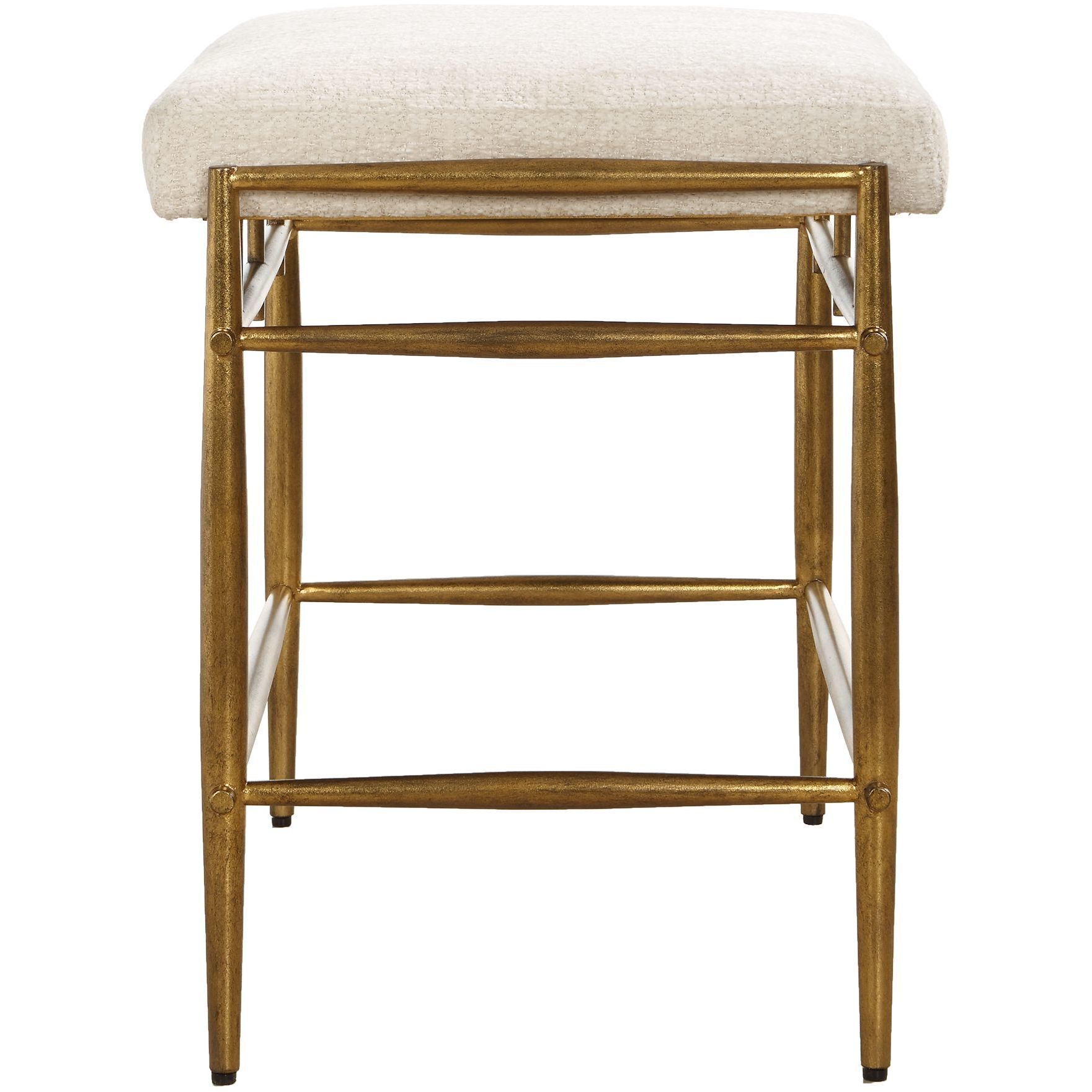 Karleen Antique Brass and Ivory Chenille Bench