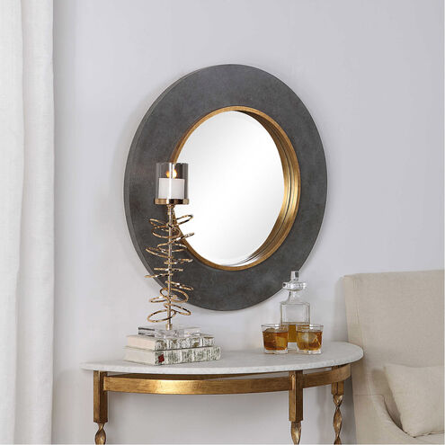 Saul 30 X 30 inch Mottled Charcoal Concrete and Antique Gold Wall Mirror