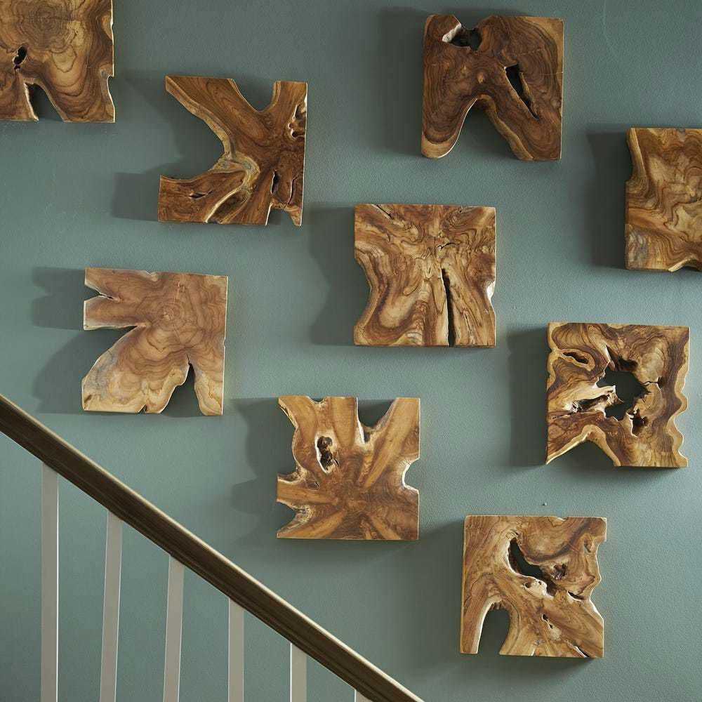 Talia Indoor-Outdoor Wood Wall Decor, Set of 9