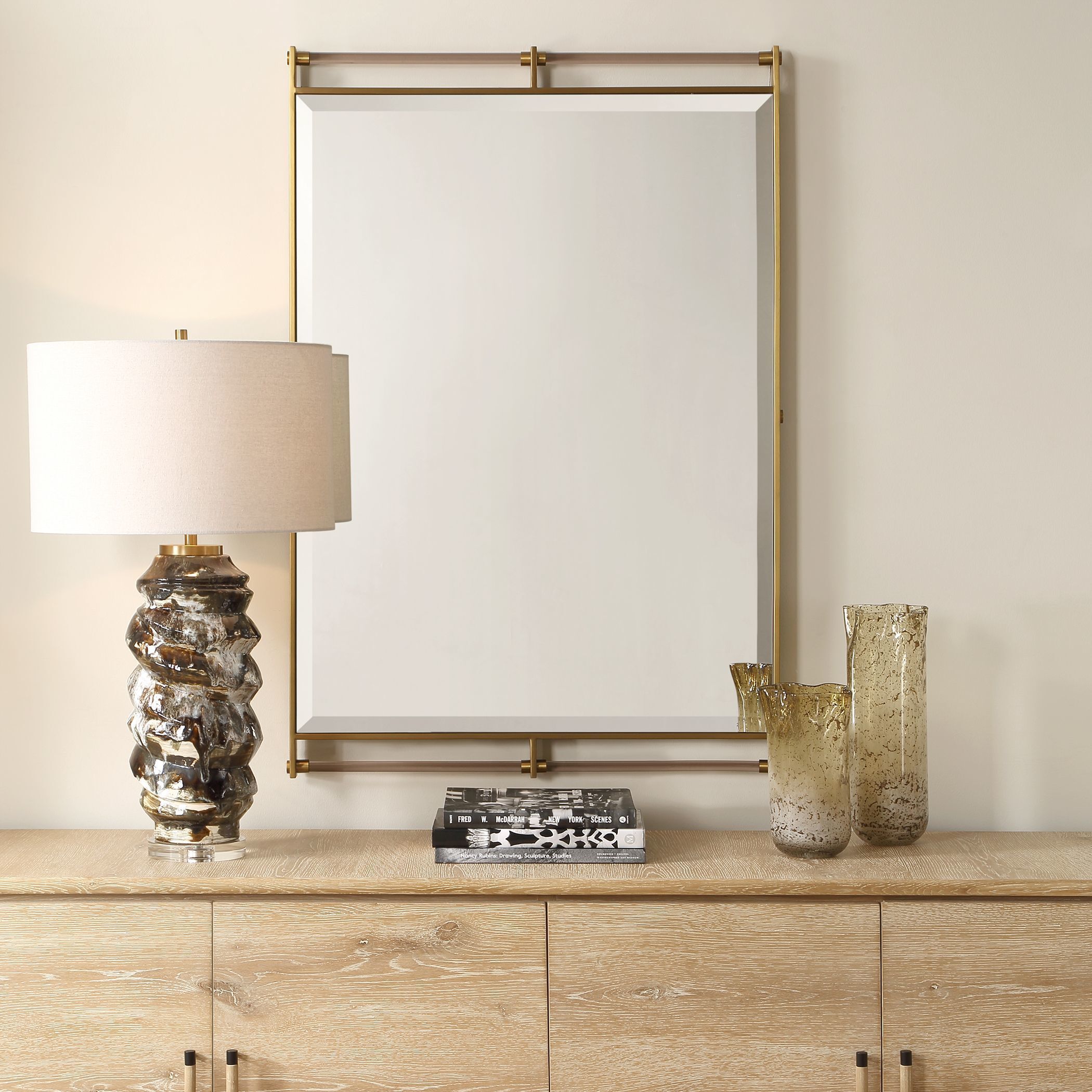 Ripoll 45.75 X 31.25 inch Antique Brass and Amber Acrylic Mirror