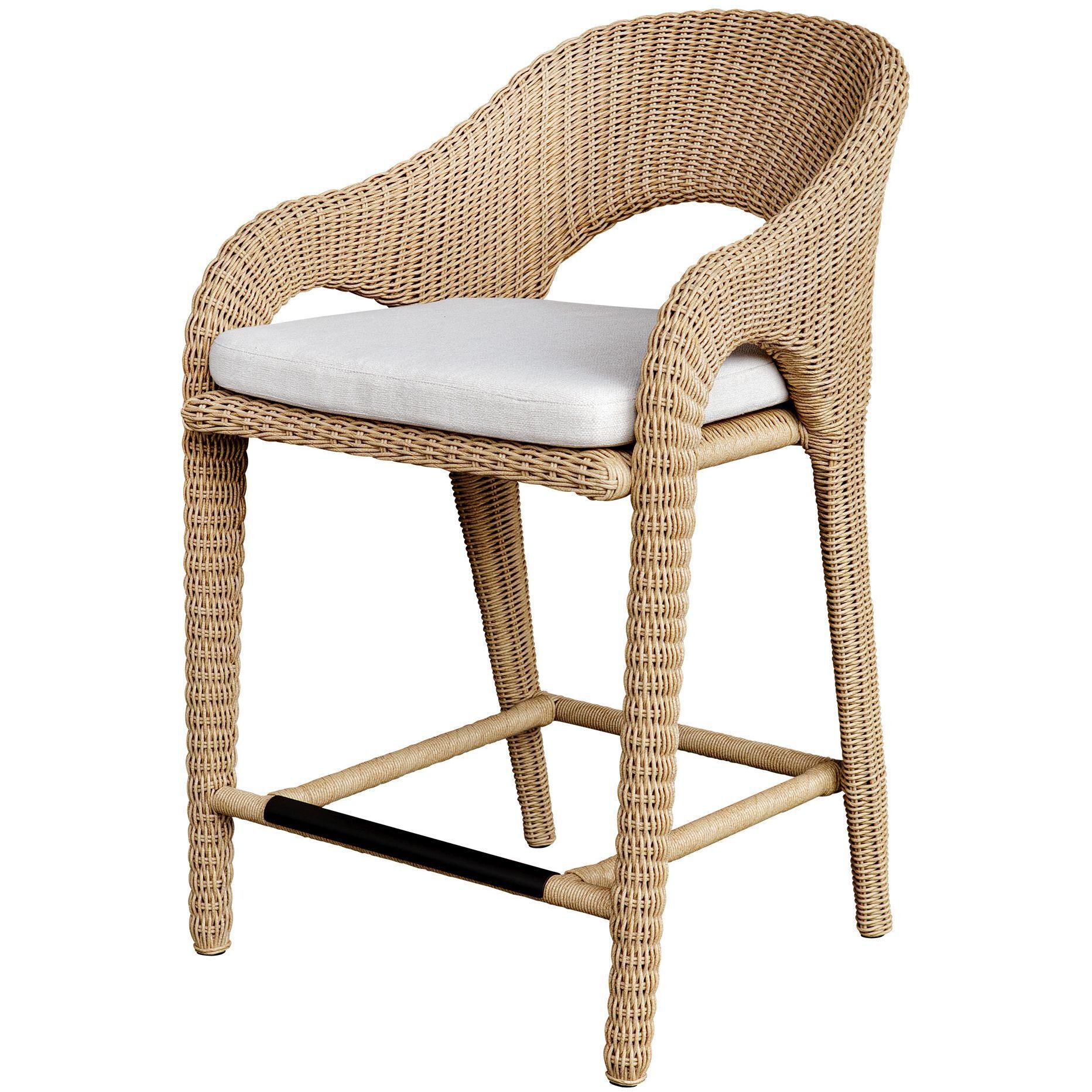 Kavali 38 inch Natural Honey and Oyster White Outdoor Counter Stool