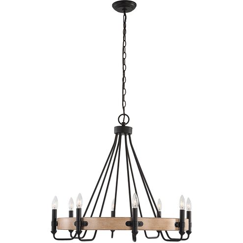 Deschutes 8 Light 30 inch Sanded Black and Faux Painted Wood Chandelier Ceiling Light