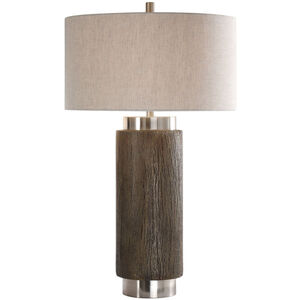 Cheraw 33 inch 150 watt Old Driftwood Stain and Brushed Nickel Table Lamp Portable Light