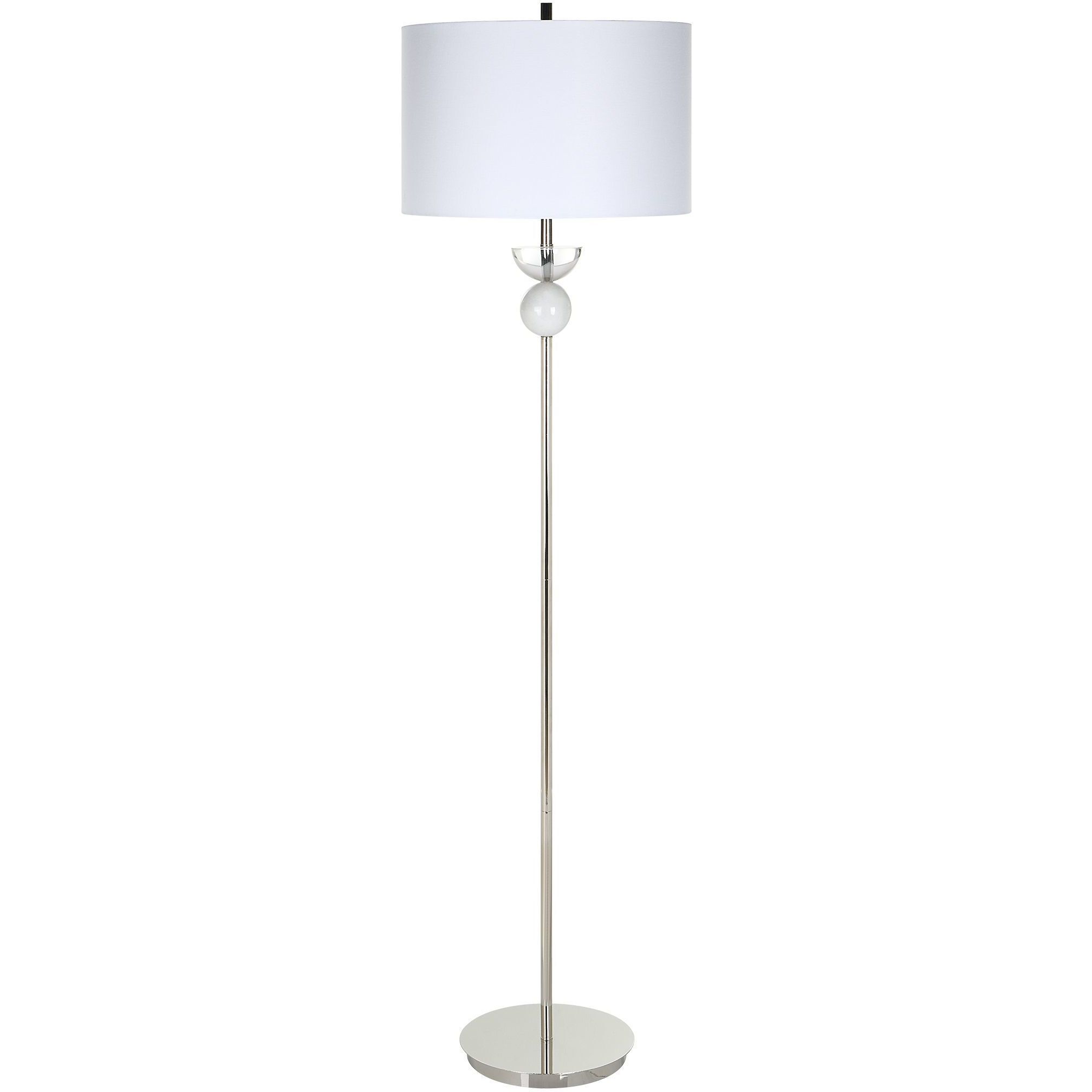 Exposition 65 inch 150.00 watt Polished Nickel and White Marble Floor Lamp Portable Light