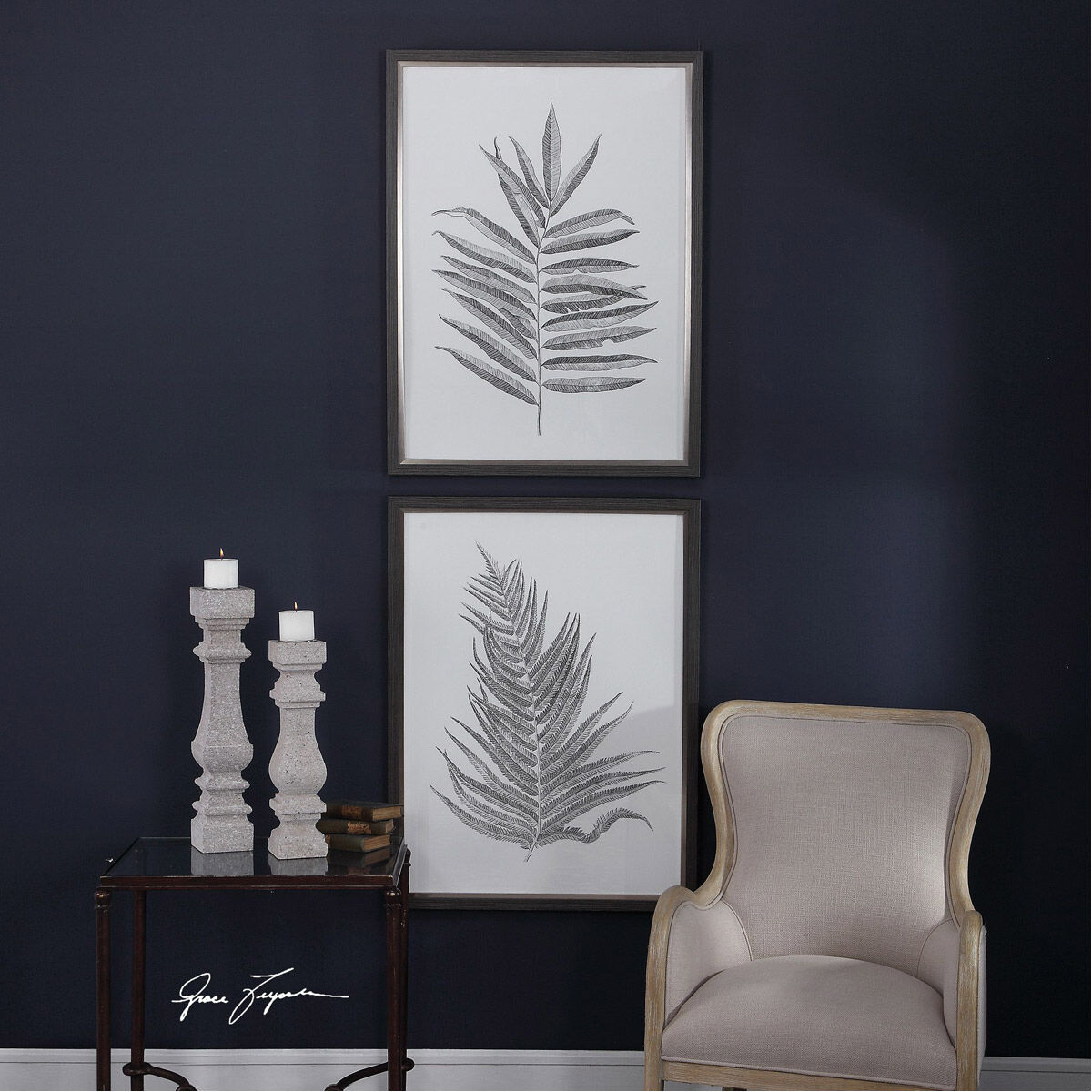 Silver Ferns 39 X 29 inch Framed Prints, Set of 2