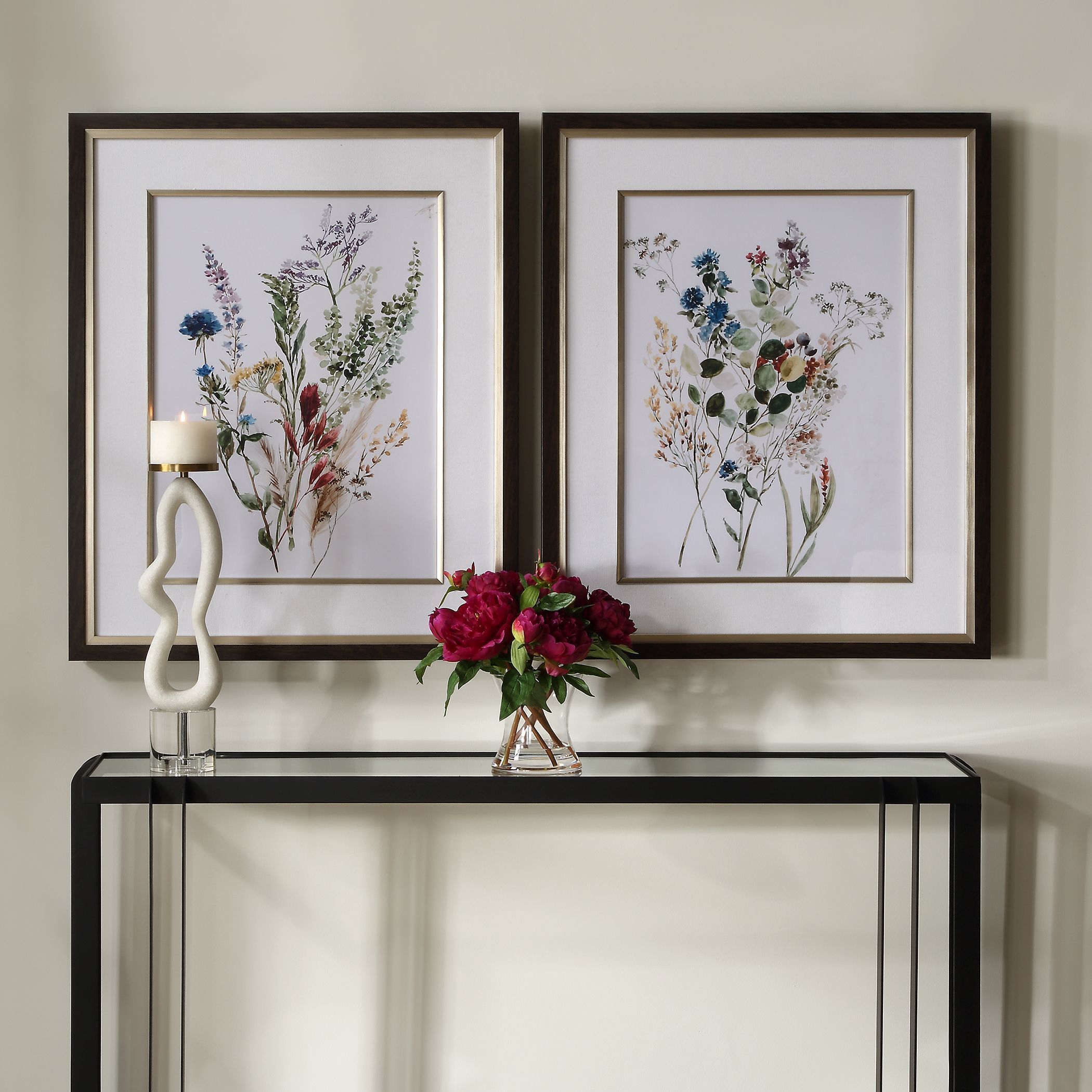 Delicate Flowers 33.63 X 27.63 inch Framed Prints, Set of 2