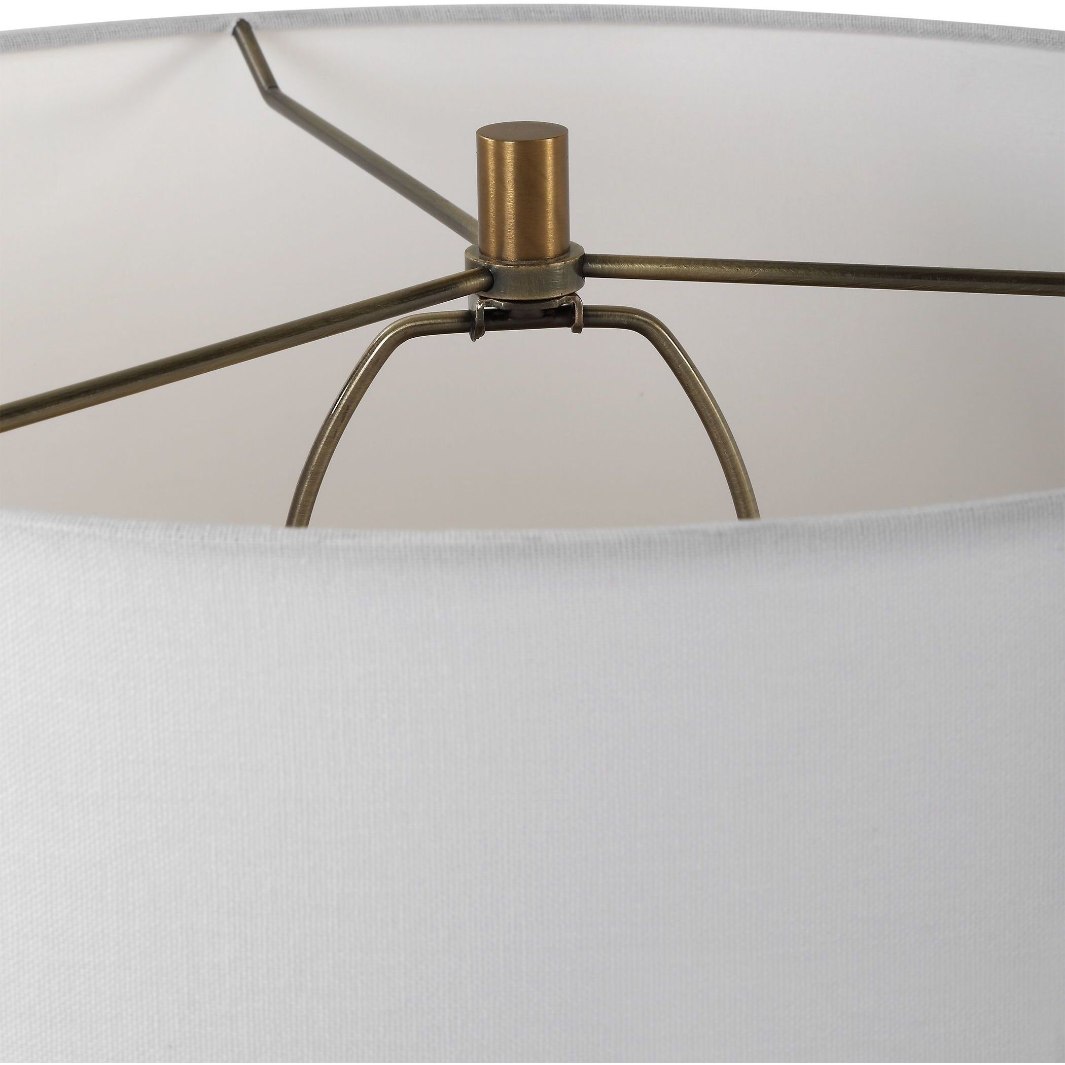 Stratified 28 inch 150.00 watt Matte White Glaze with Brass and Crystal Table Lamp Portable Light