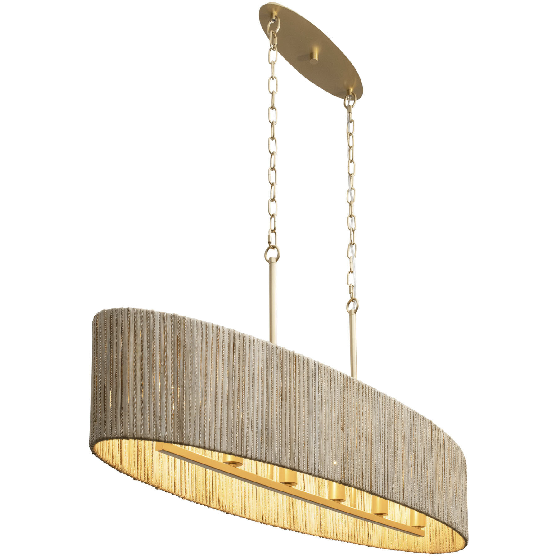 Jacob's Ladder 6 Light 48 inch French Gold Linear Pendant Ceiling Light, Smithsonian Collaboration