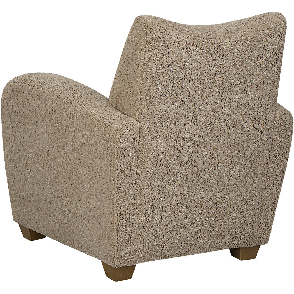 Teddy Latte Toned Faux Shearling and Walnut Stained Wood Accent Chair