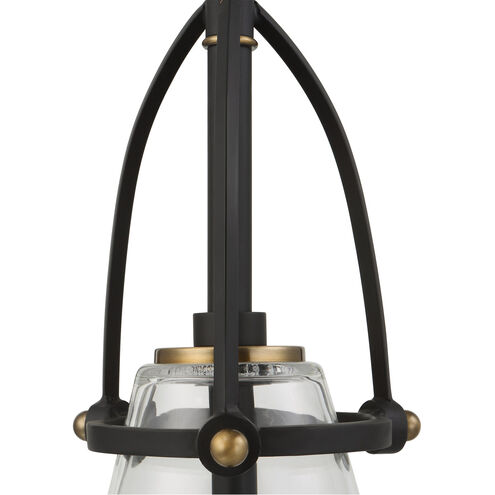 Saugus 1 Light 8 inch Black with Antique Brass Accents Pendant Ceiling Light