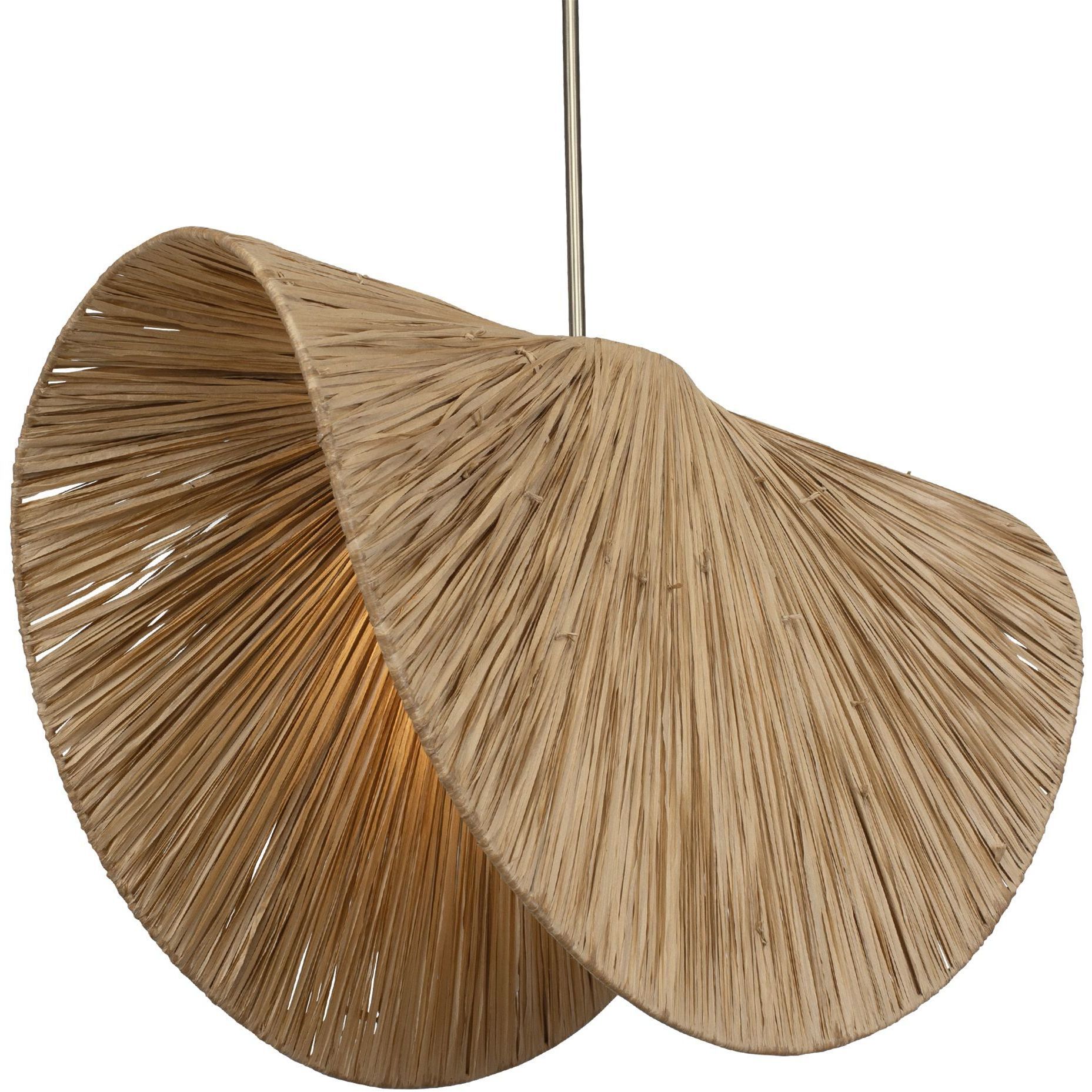 Bend 1 Light 28.75 inch Antique Brass and Natural Raffia Pendant Ceiling Light