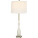 Annora 34 inch 150.00 watt Glossy White and Antique Brass Table Lamp Portable Light