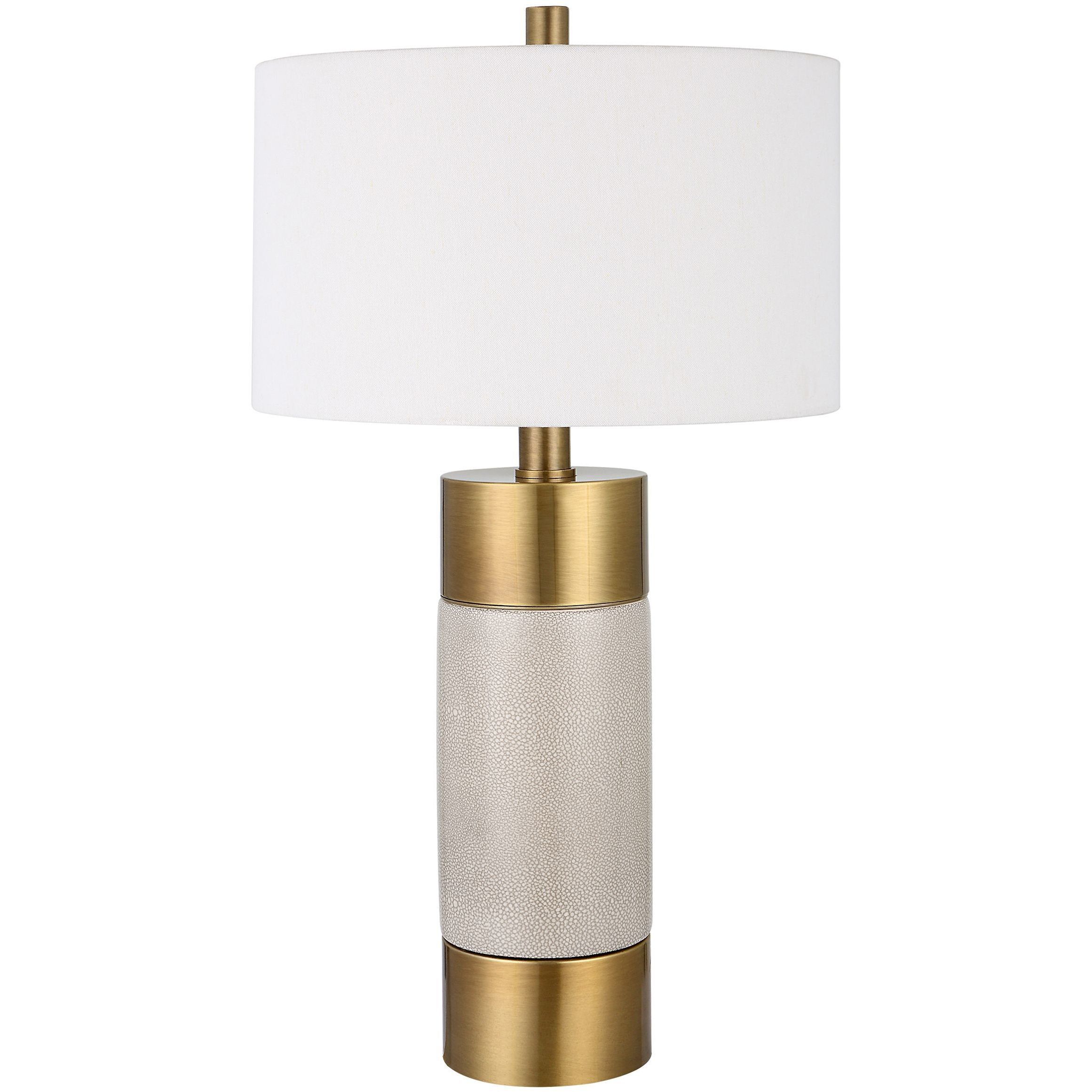 Adelia 31 inch 150.00 watt Brushed Brass and Ivory Crackle Glaze Table Lamp Portable Light