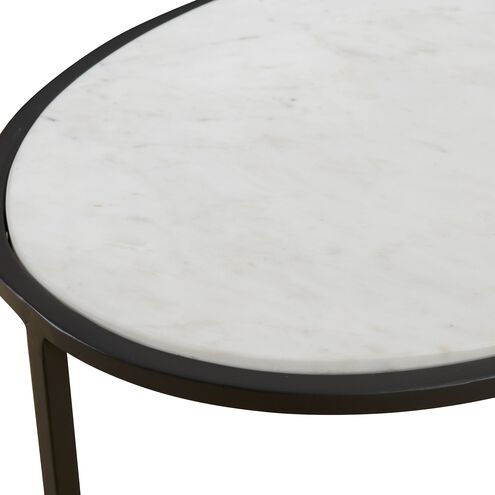 Twofold 23 X 22 inch Satin Black and White Marble Accent Table