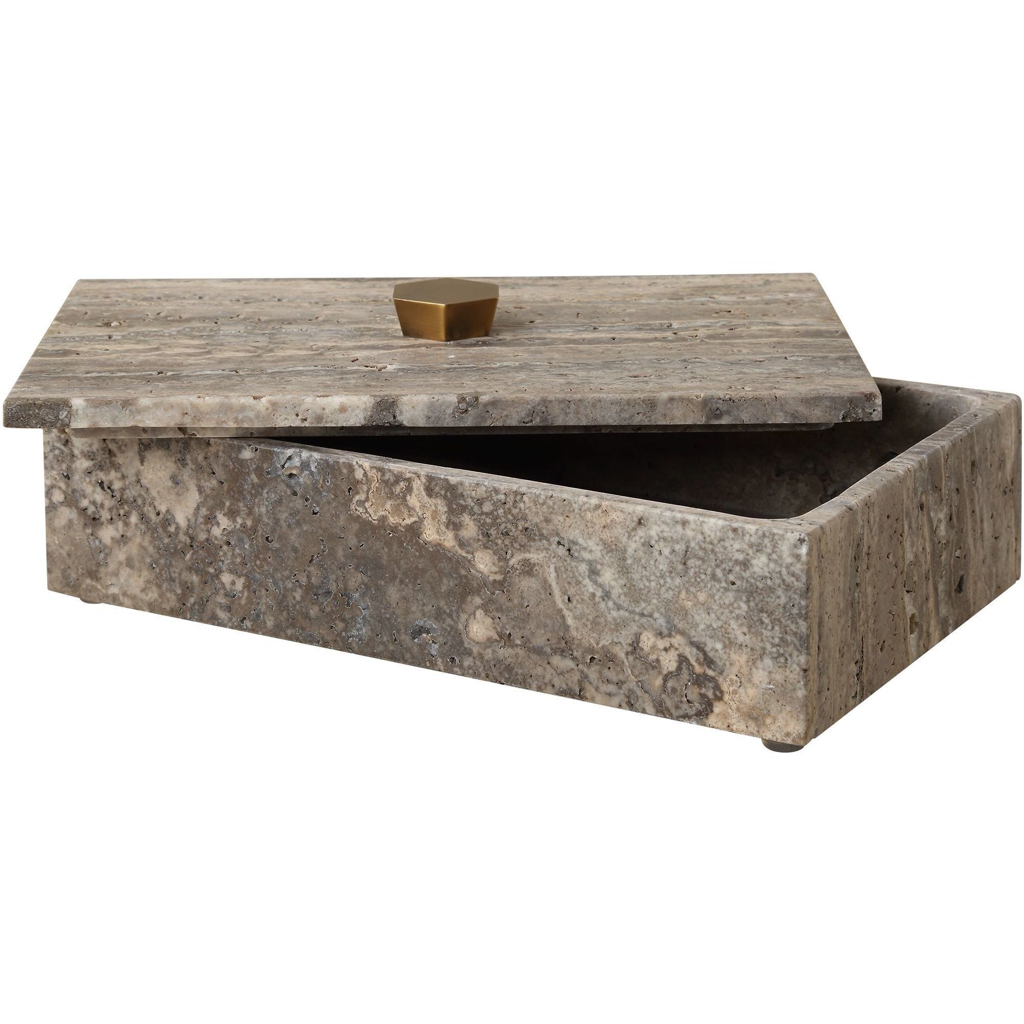 Griseus 9.5 inch Travertine and Bronze Box