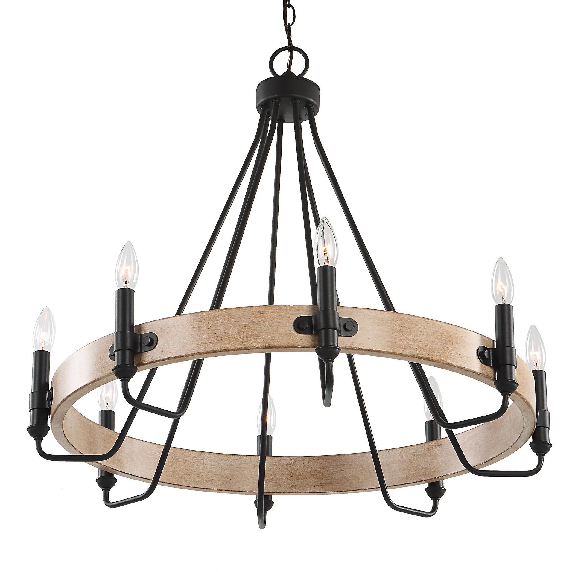 Deschutes 8 Light 30 inch Sanded Black and Faux Painted Wood Chandelier Ceiling Light