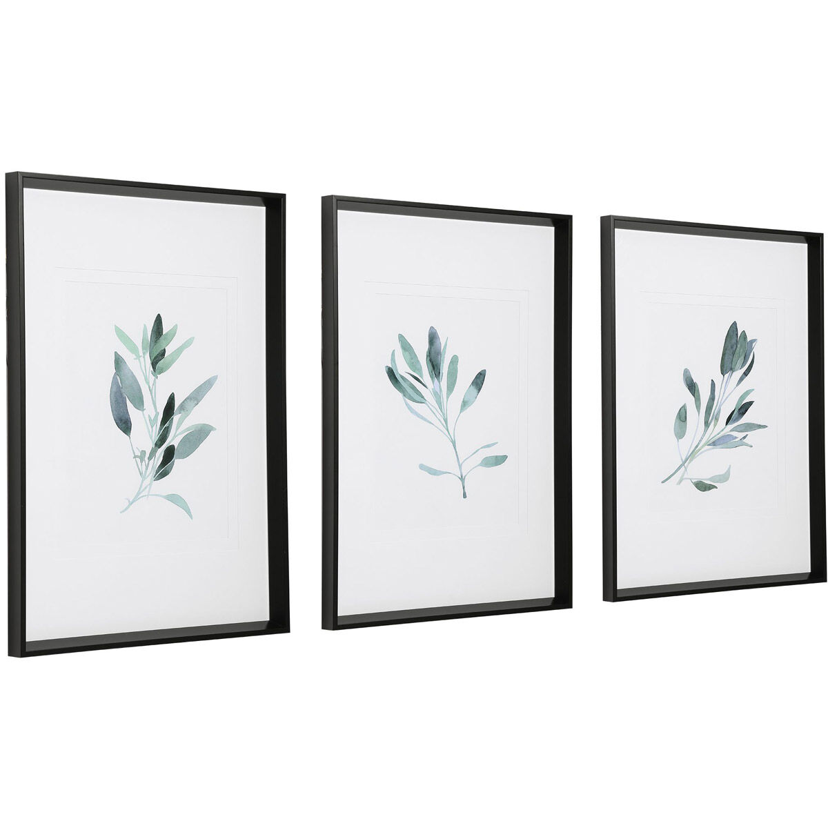 Simple Sage 37 X 26 inch Watercolor Prints, Set of 3