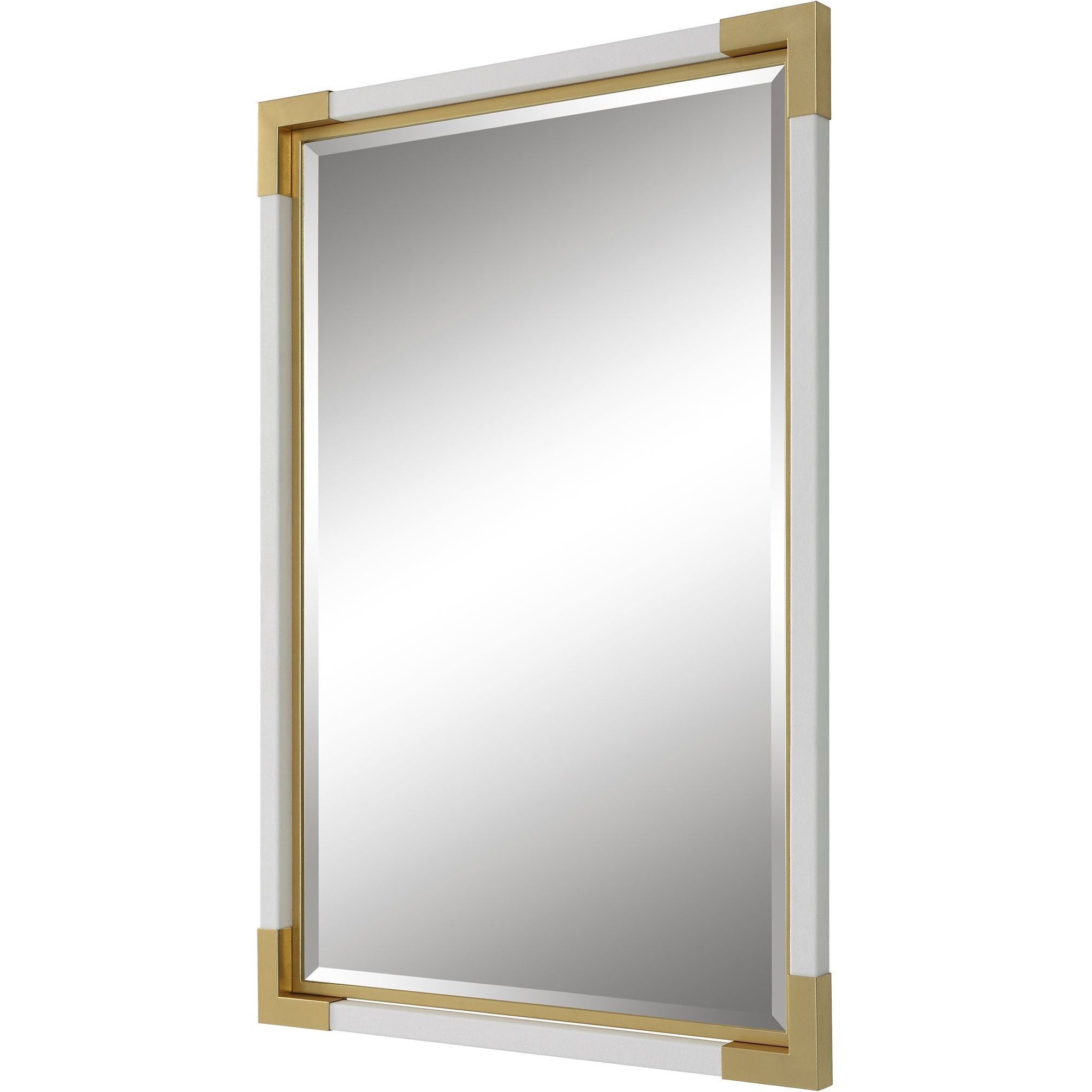 Malik 39 X 27 inch White Faux Shagreen and Gold Leaf Mirror
