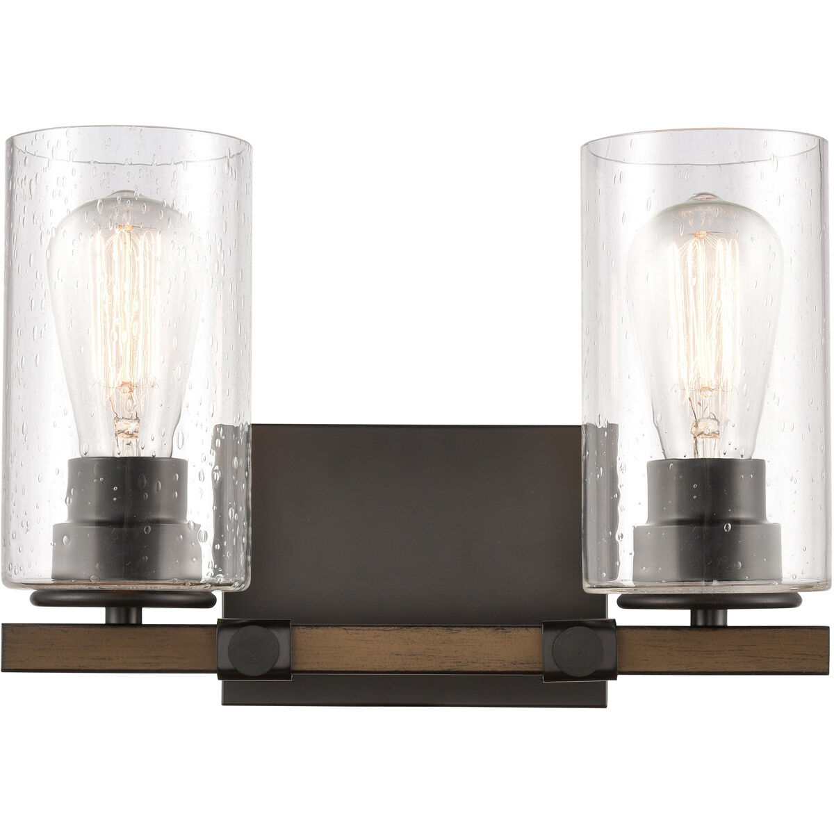 Westlake 2 Light 13 inch Matte Black Bath Vanity Light Wall Light in Seedy Glass