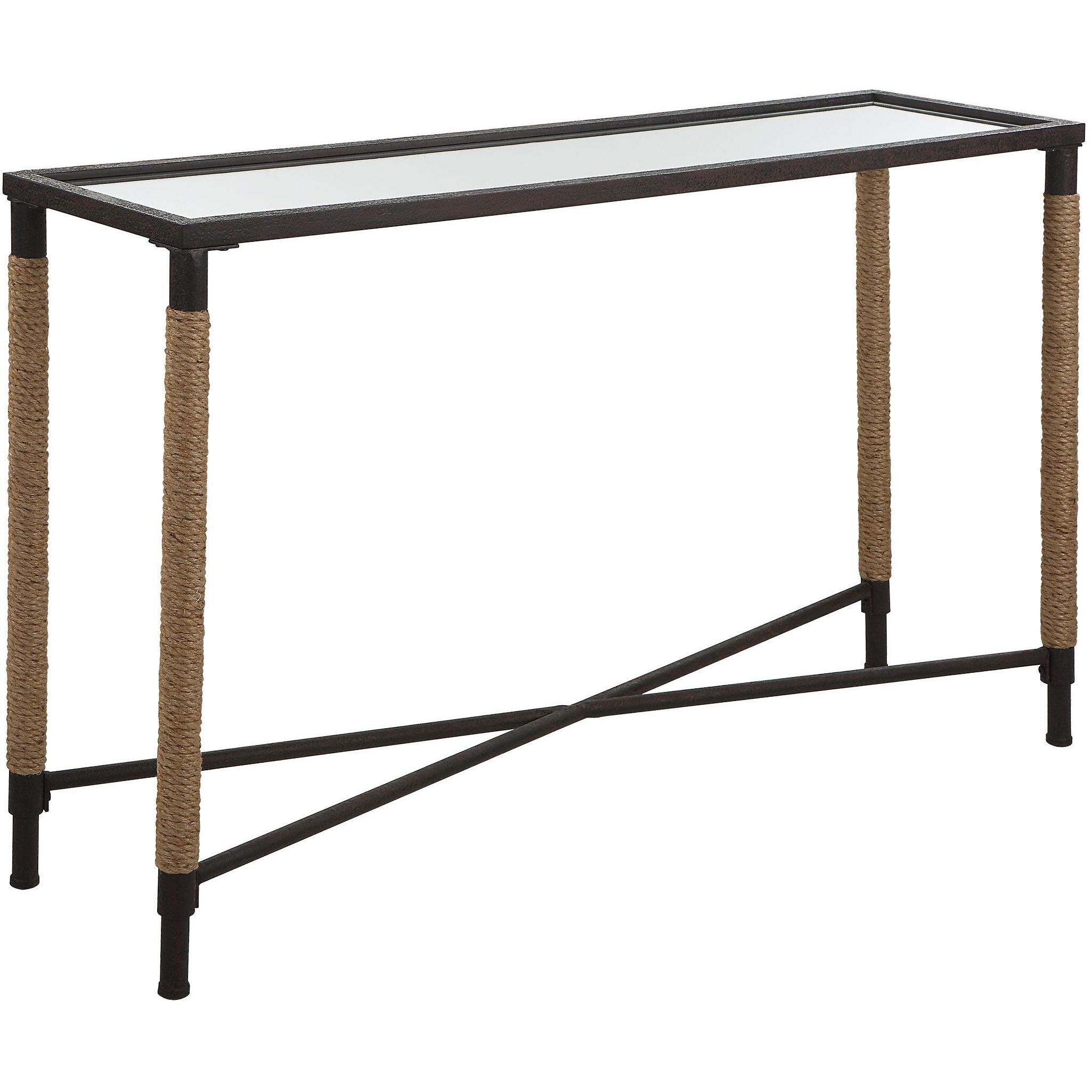 Braddock 52 inch Rustic Iron and Natural Fiber Rope Console Table