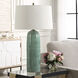 Andale 30.25 inch 150 watt Crackled Teal Ceramic and Plated Antique Brass Table Lamp Portable Light