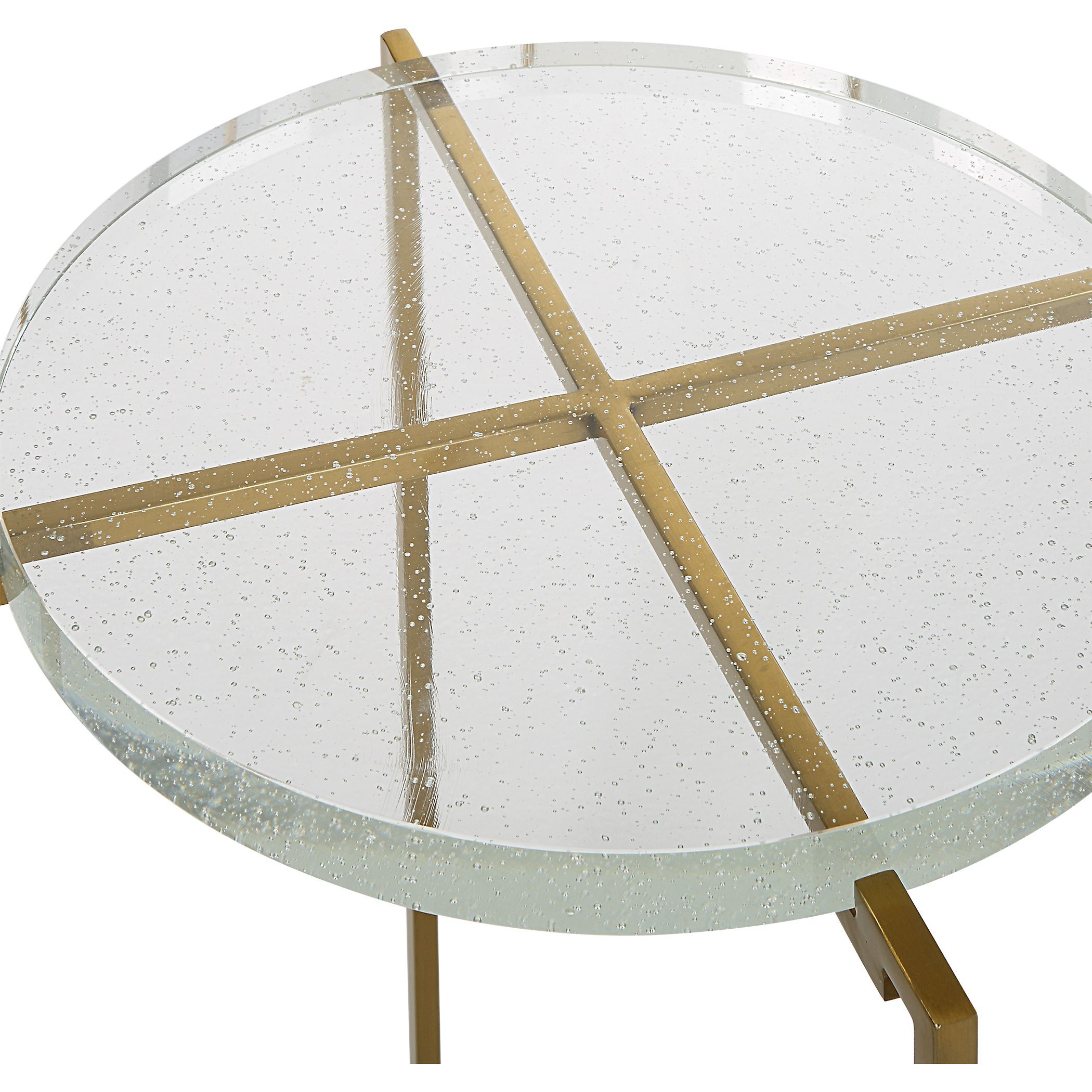 Star-crossed 24 X 16 inch Brushed Gold and Seeded Glass Accent Table