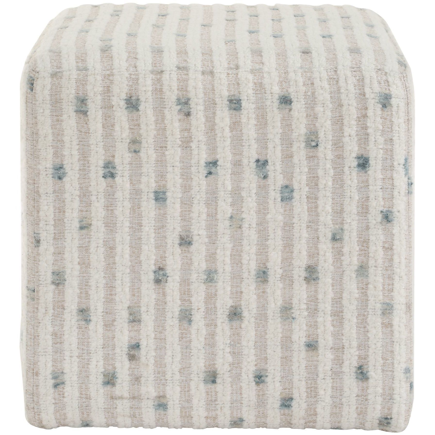 Joie 18 inch White and Sea Blue Ottoman