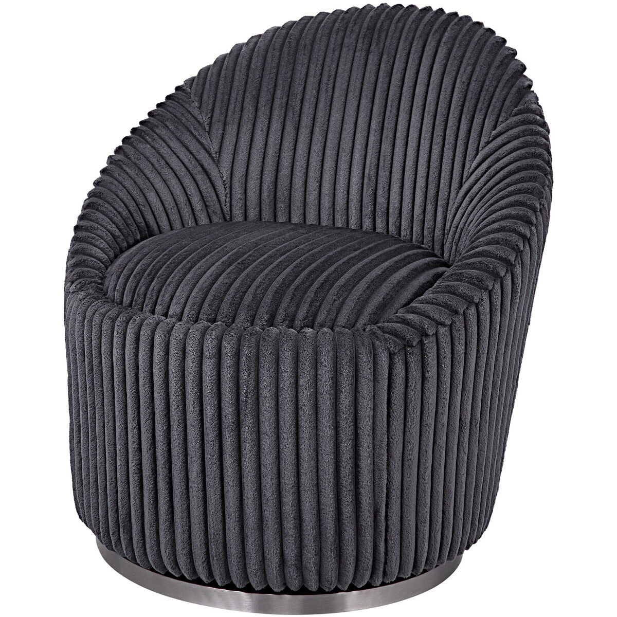 Crue Gunmetal and Stainless Steel Swivel Chair