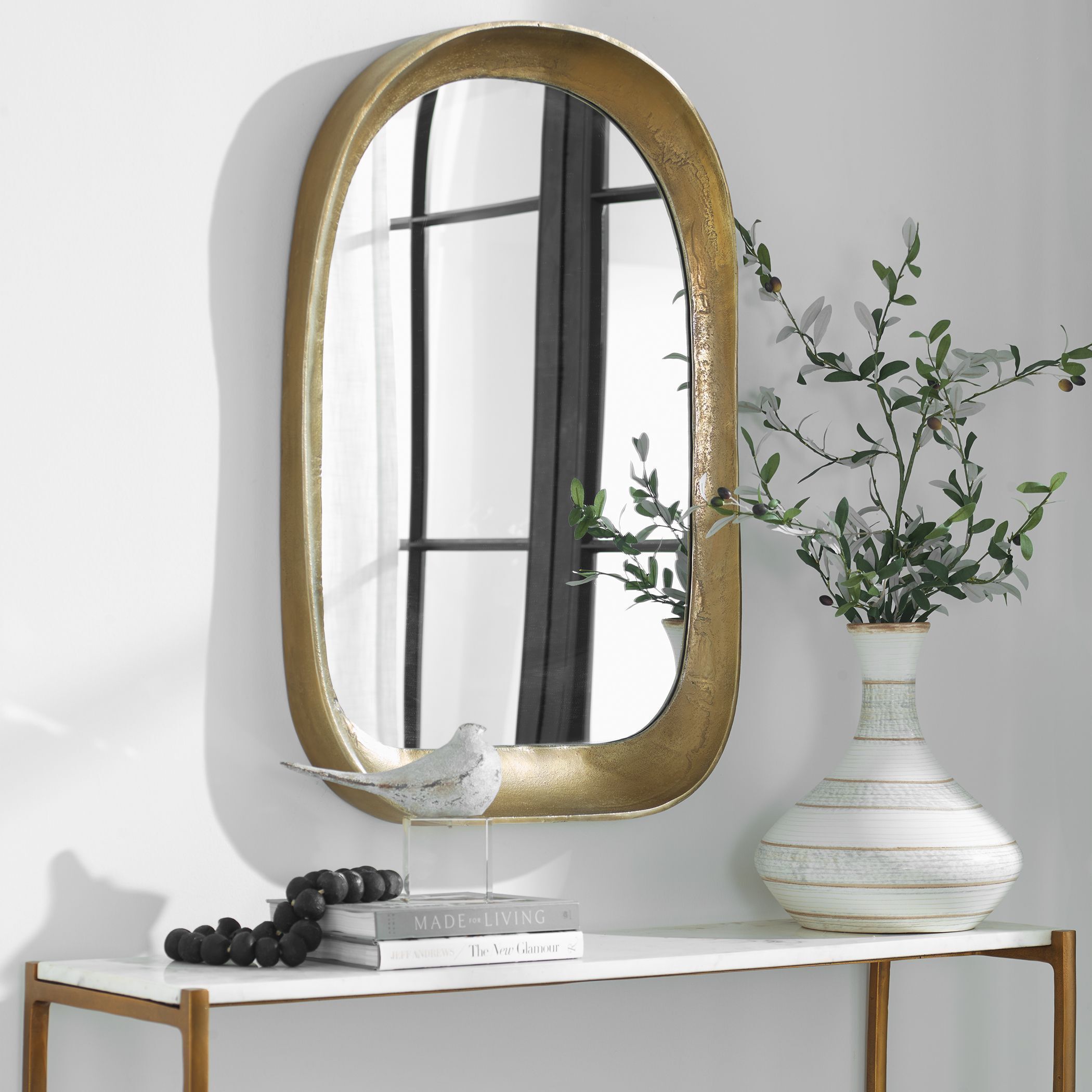 Bradano 35.5 X 23.75 inch Plated Antique Brass Mirror