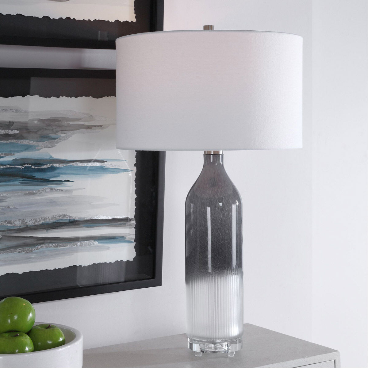 Natasha 30 inch 150 watt Art Glass Table Lamp Portable Light