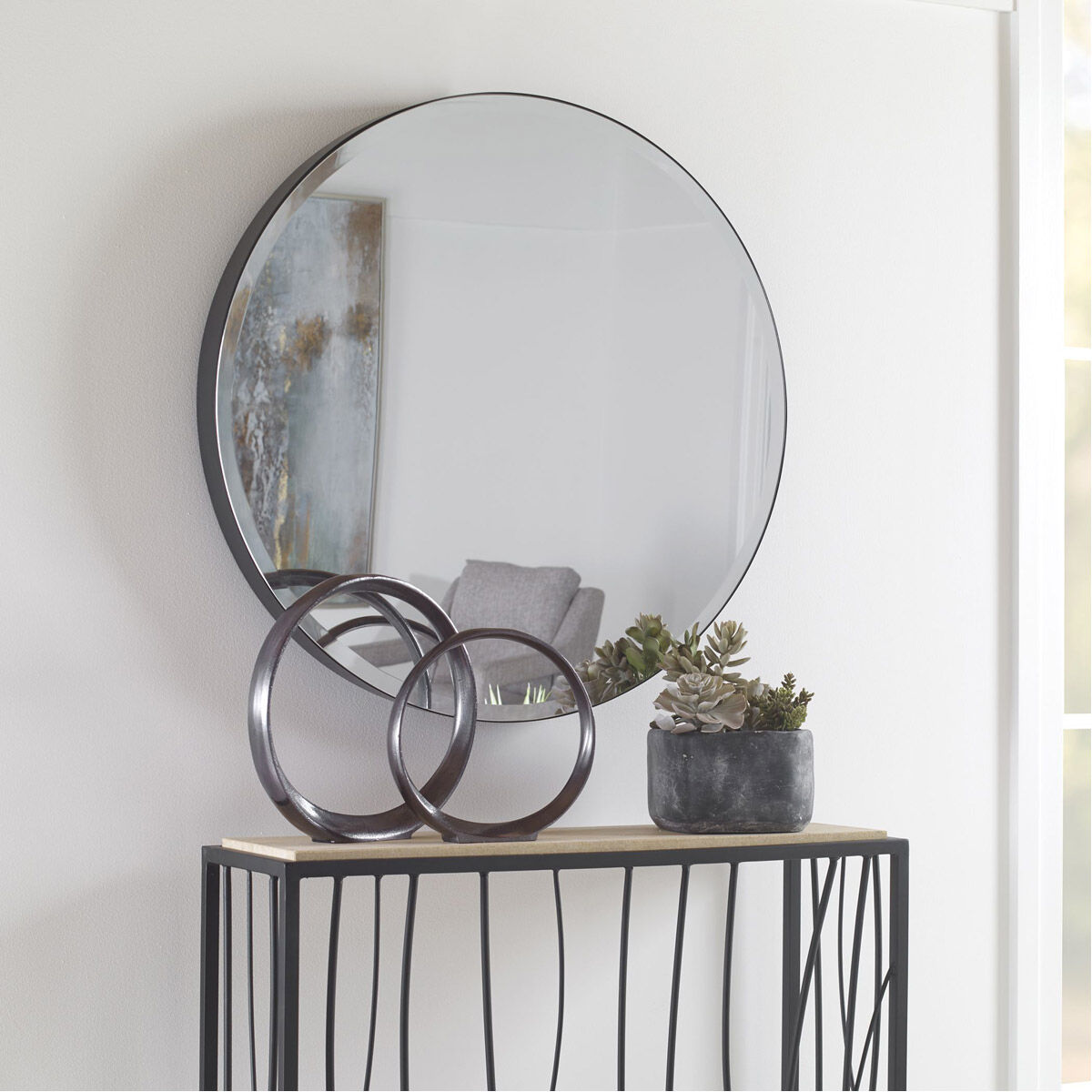 Cerelia 34 X 34 inch Matte Black Wall Mirror