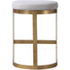 Ivanna 26 inch Antique Gold Leaf and Off-White Linen Counter Stool