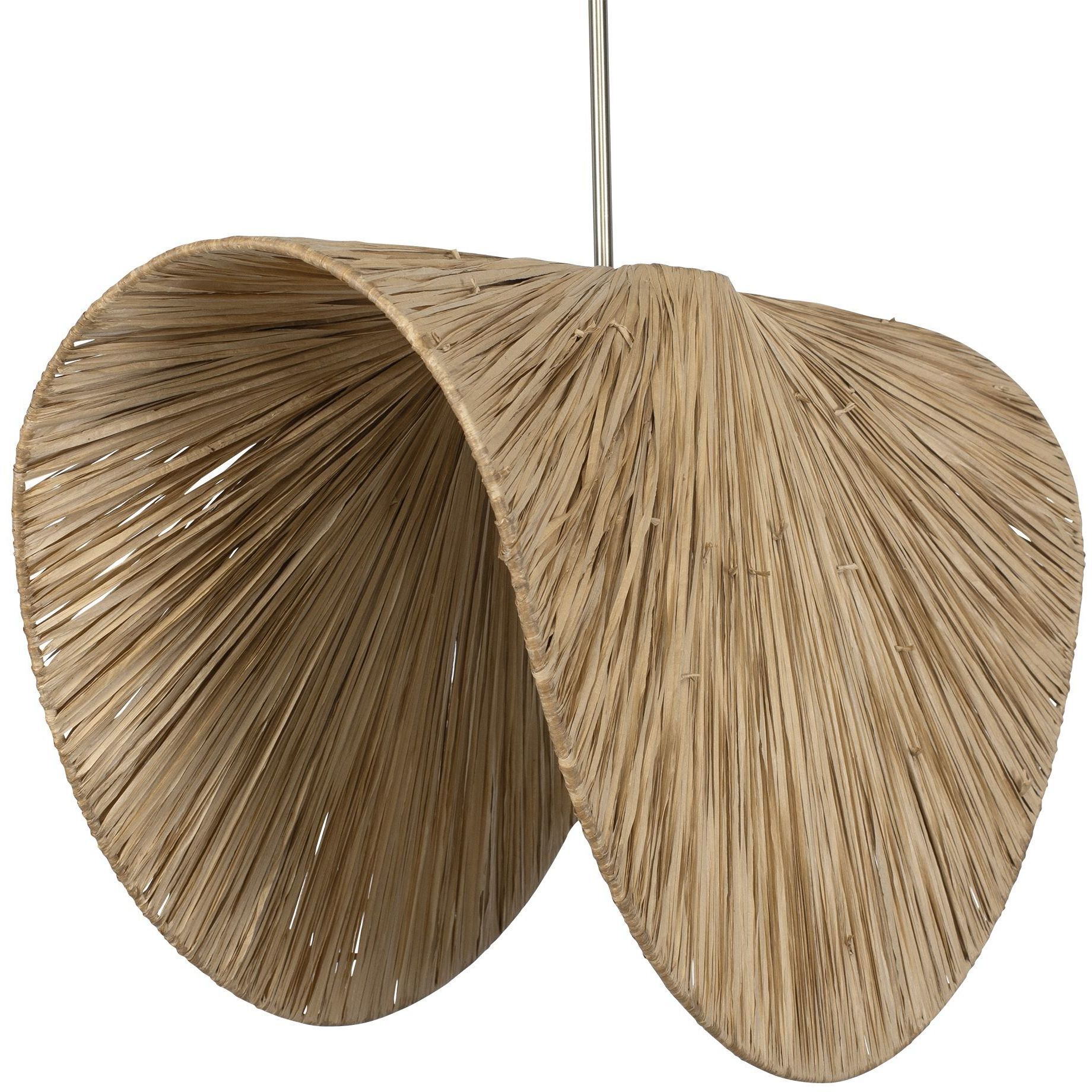 Bend 1 Light 28.75 inch Antique Brass and Natural Raffia Pendant Ceiling Light