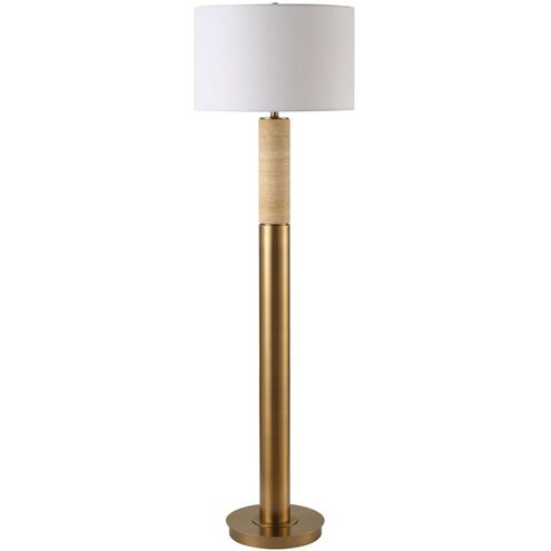 Knox 66 inch 150.00 watt Travertine and Antique Brass Floor Lamp Portable Light