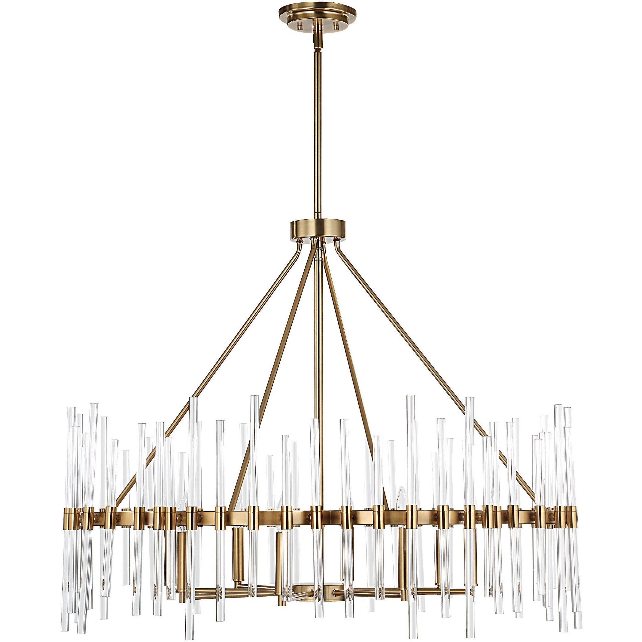 Crystal 8 Light 38.75 inch Warm Brass Chandelier Ceiling Light