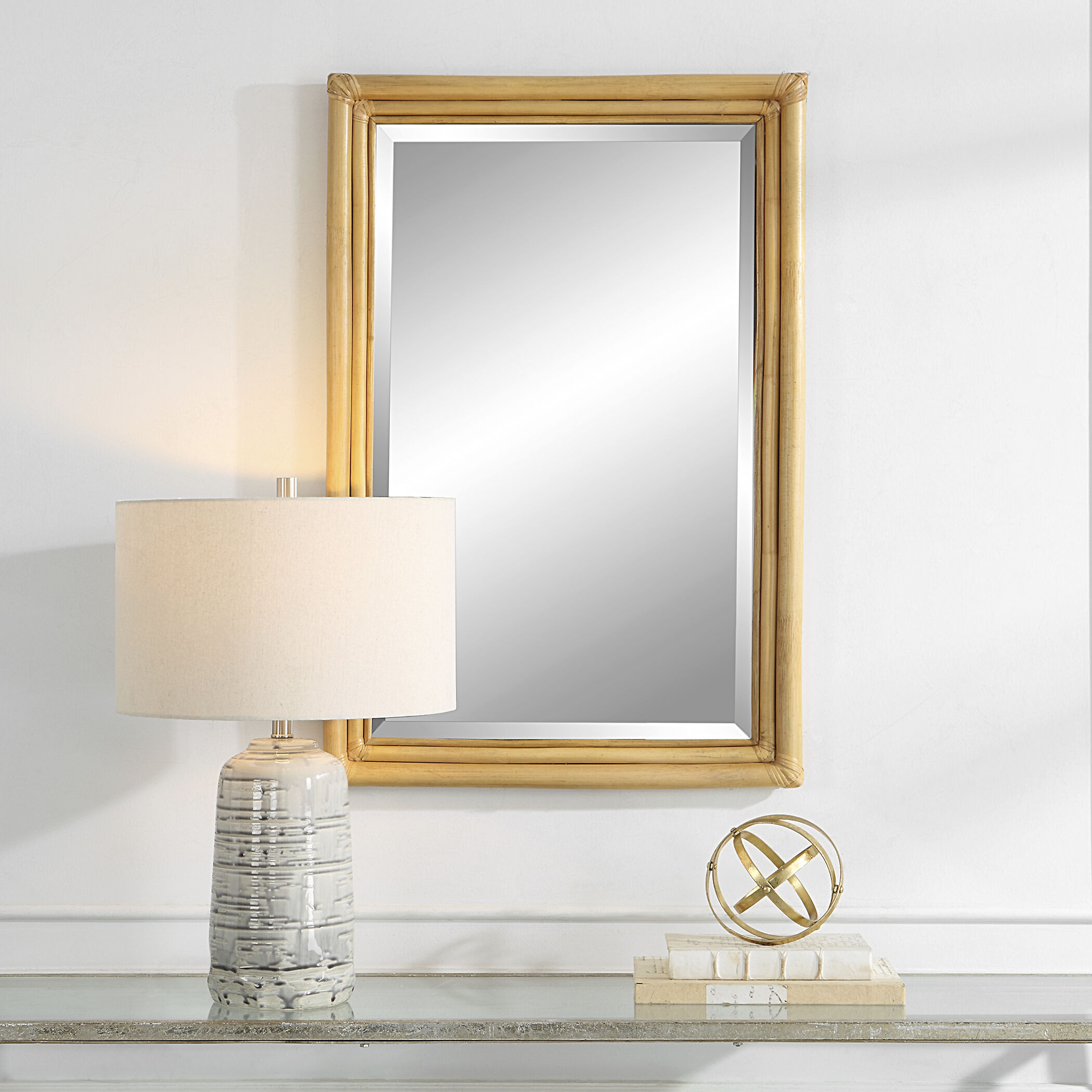 Drift Away 36 X 24 inch Natural Rattan Mirror