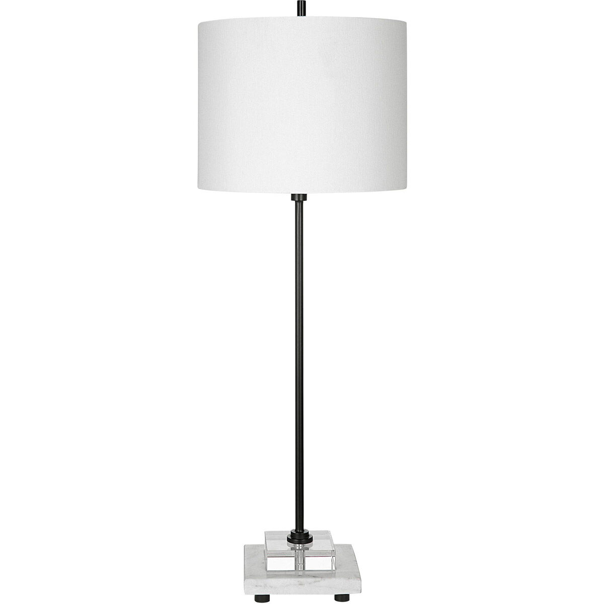 Ciara 33 inch 100.00 watt Satin Black with Crystal and White Marble Buffet Lamp Portable Light