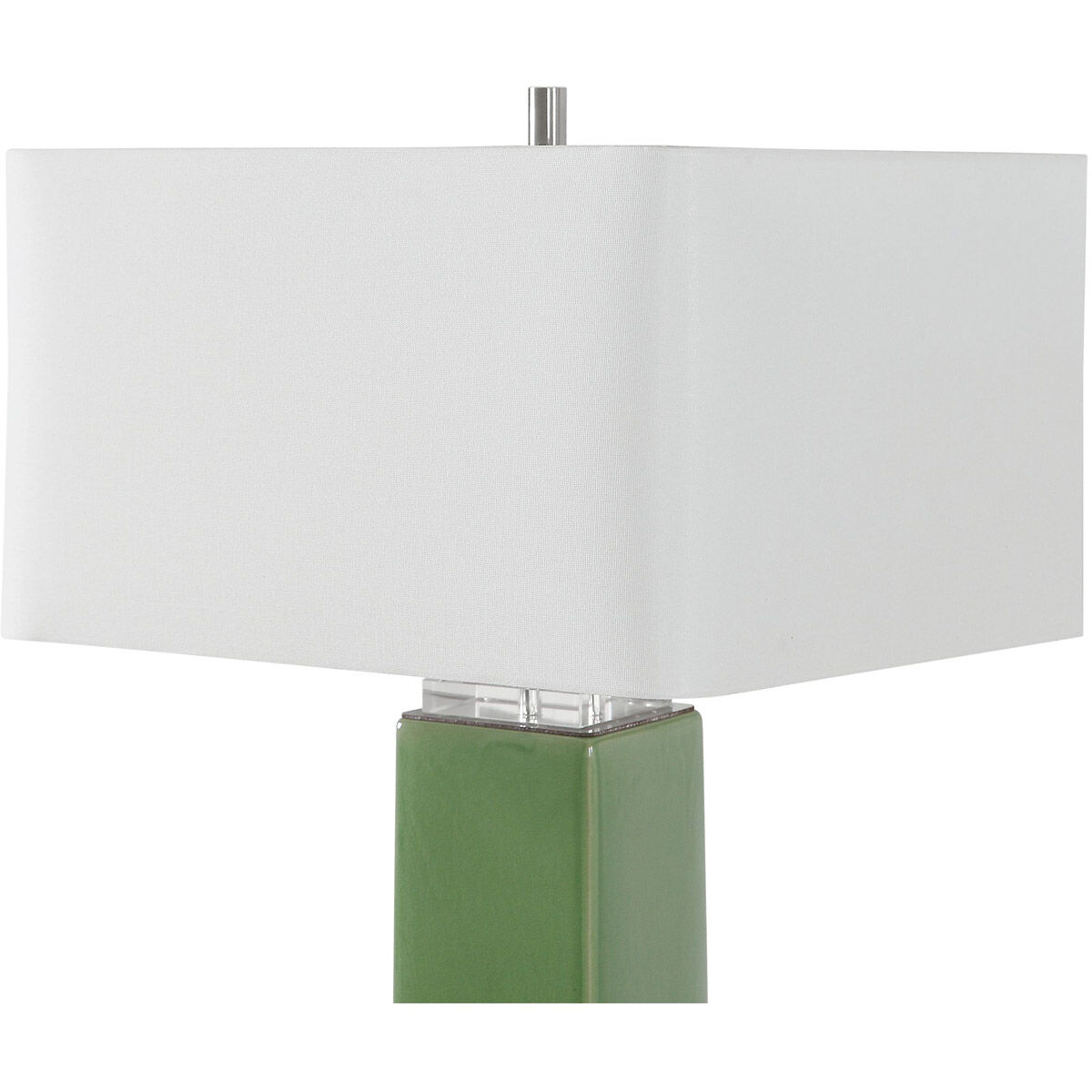 Aneeza 32 inch 60 watt Green Glaze with Brushed Nickel and Crystal Table Lamp Portable Light