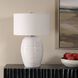 Alkman 26 inch 150 watt Powder White Glaze and Brushed Nickel Table Lamp Portable Light