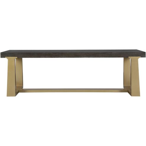 Voyage Warm Brushed Brass and Gray Glazed Walnut Bench