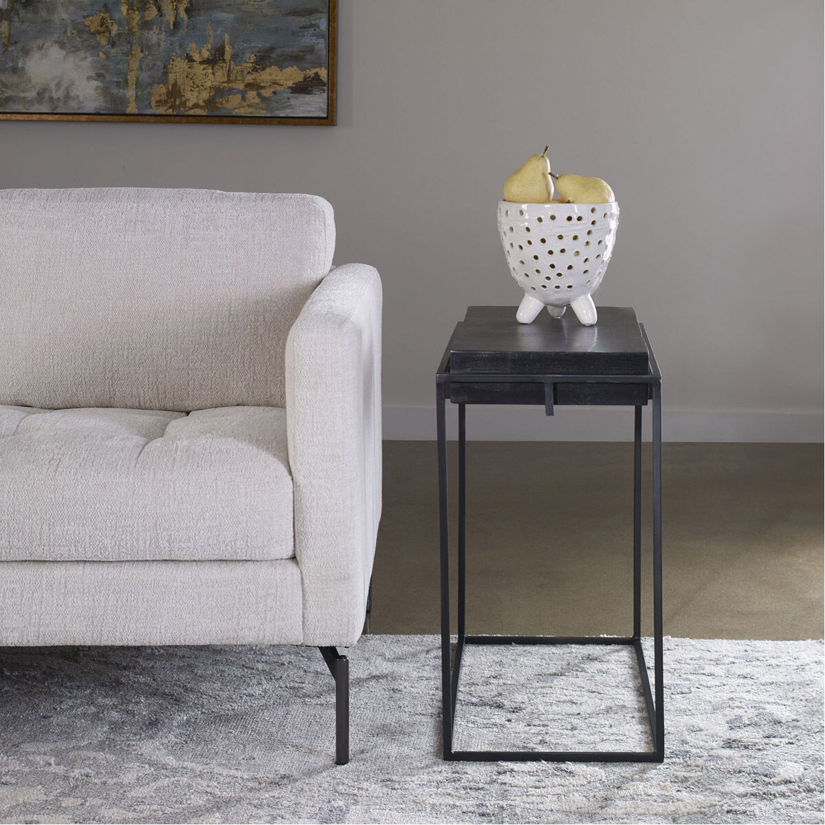 Telone 24 X 22 inch Dark Oxidized Black Side Table