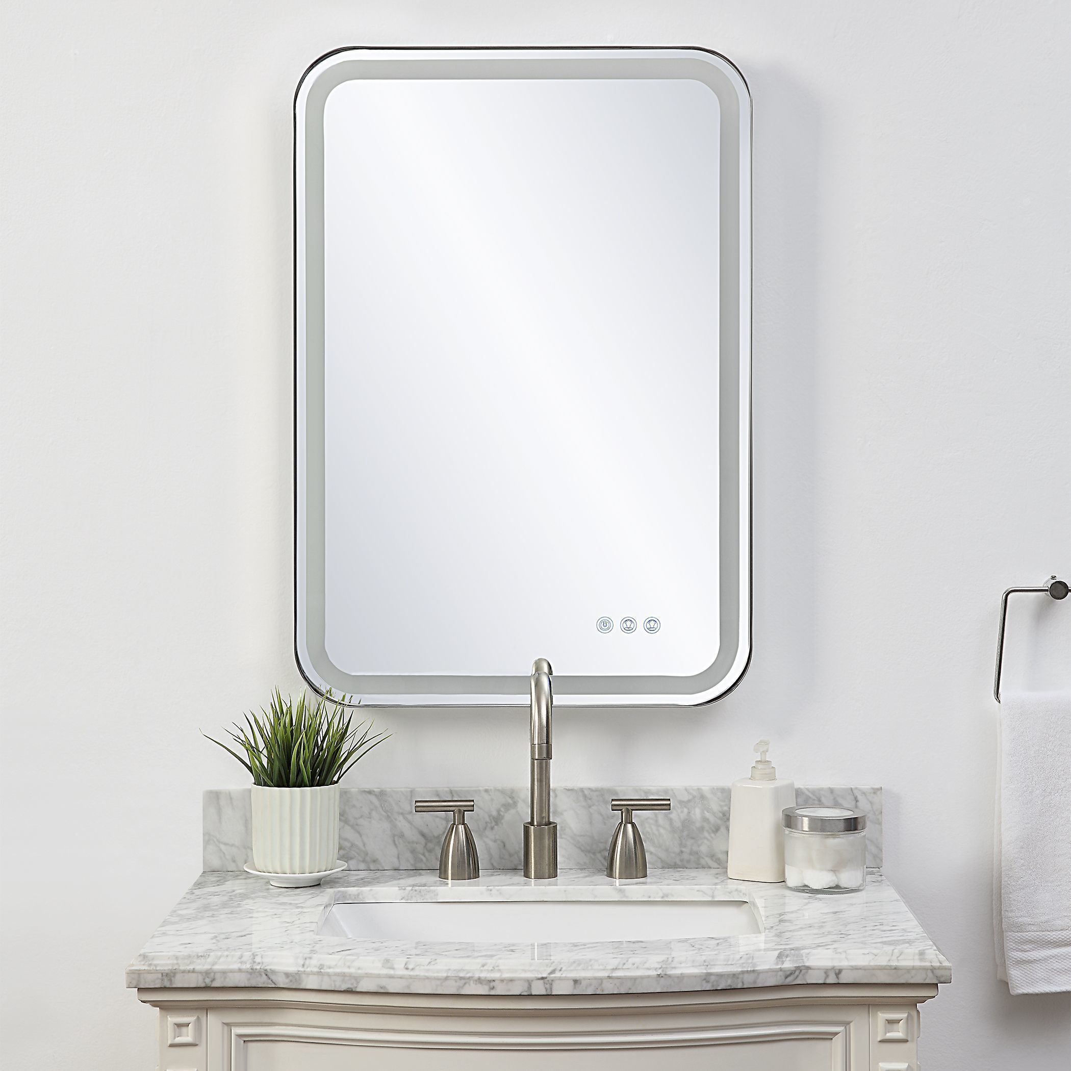 Crofton 32.25 X 22.25 inch Polished Nickel LED Lighted Vanity Mirror