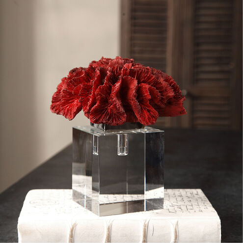 Red Coral Cluster Red and Crystal Table Top Accent