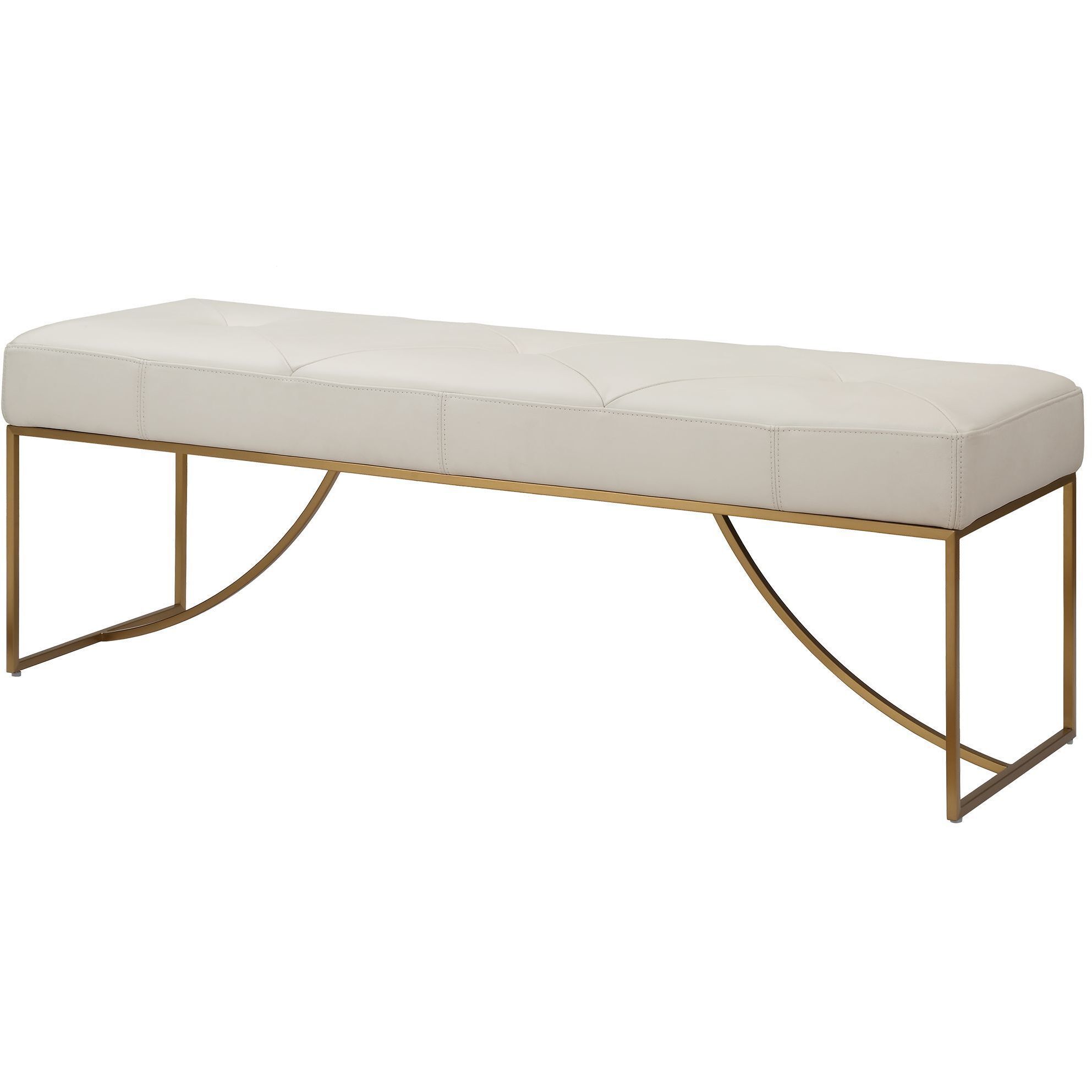 Swale Ivory Leather and Brushed Brass Bench