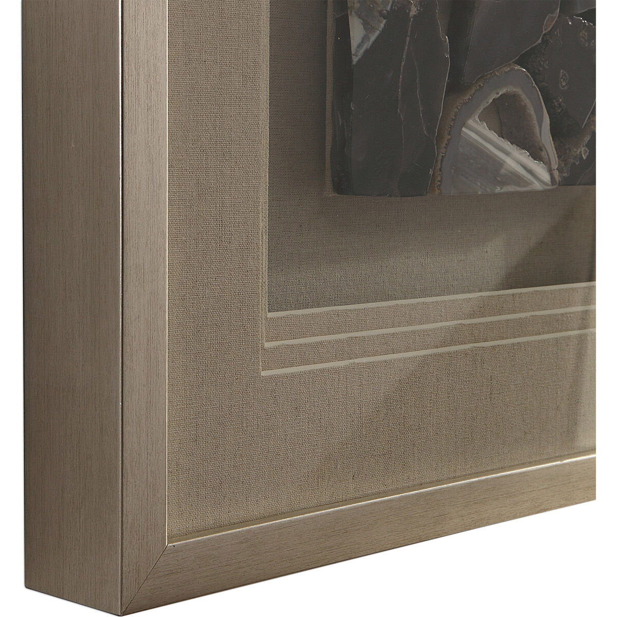 Seana Natural Agate Stone and Brushed Silver Shadow Box