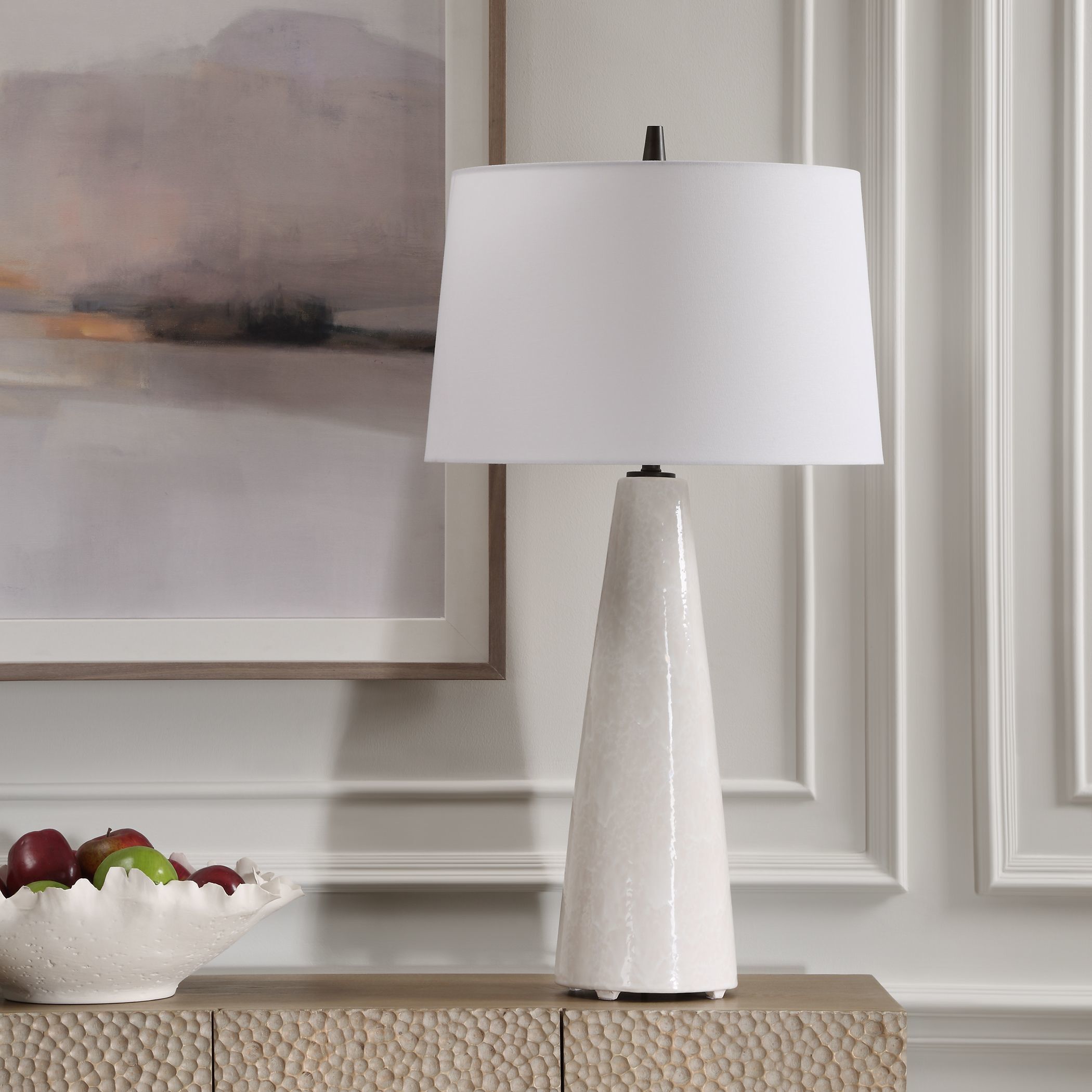 Loire 35.75 inch 150.00 watt Cream-Ivory Drip Glaze and Matte Black Table Lamp Portable Light