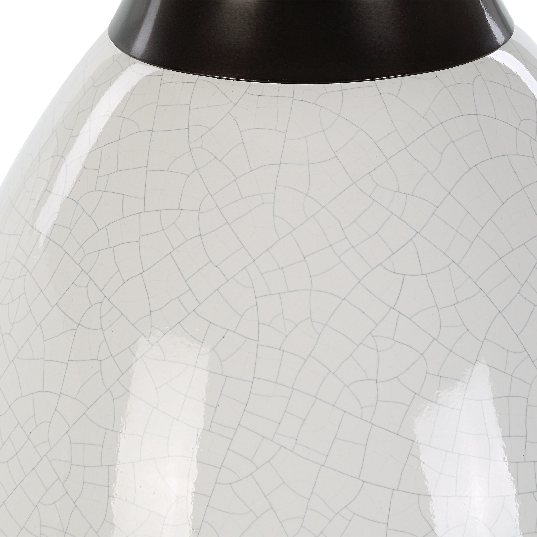 Fralin 30.5 inch 150.00 watt Crackled White Ceramic and Black Table Lamp Portable Light