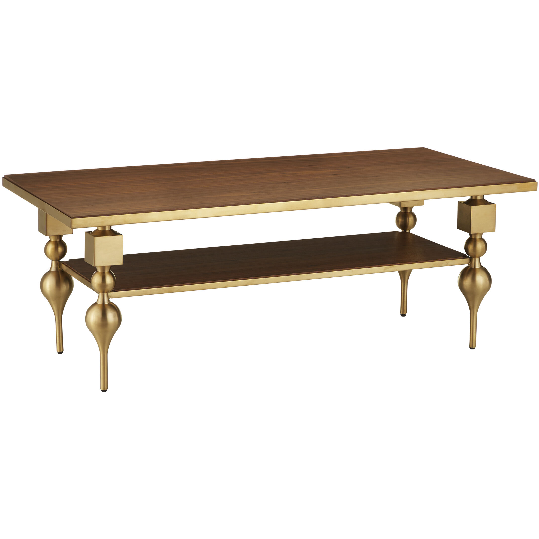Maeve 52 X 19.5 inch Brushed Brass/Walnut Cocktail Table