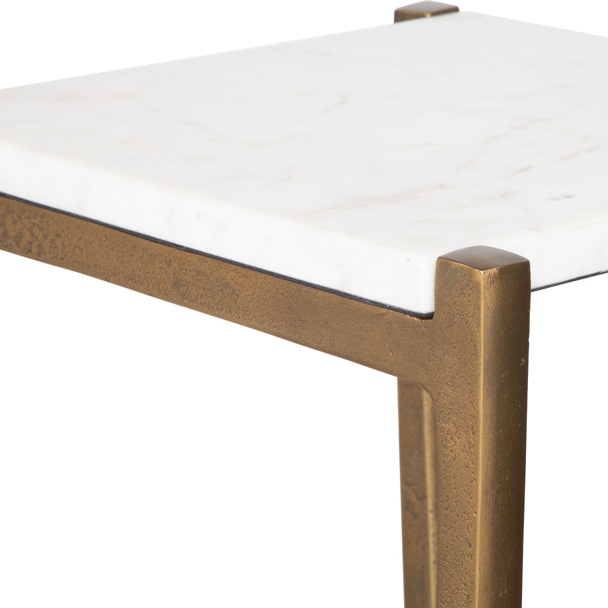 Affinity 22 X 12.5 inch Antique Gold and Natural White Marble Accent Table