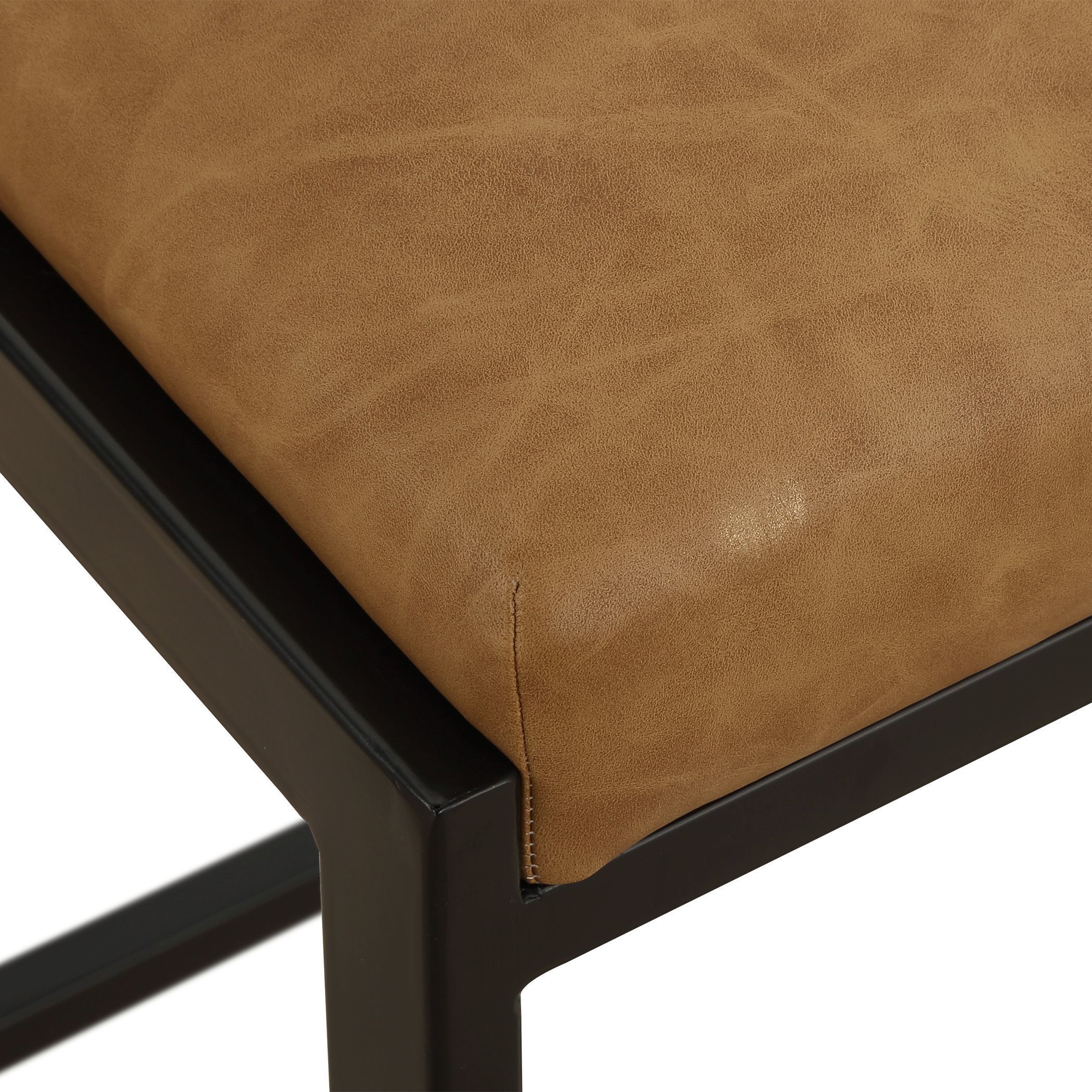 Atticus 25.75 inch Satin Black with Camel Faux Leather Counter Stool